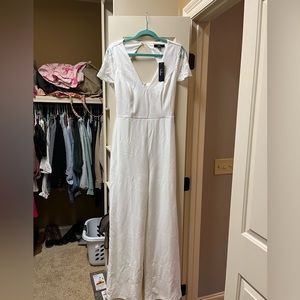 Lulus White jumpsuit with lace detail